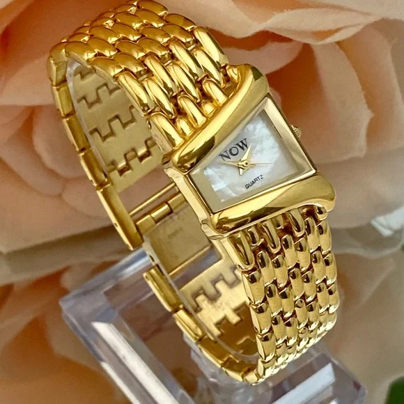 Vintage Armitron Now Asymmetrical Ladies Dress Watch Mother of